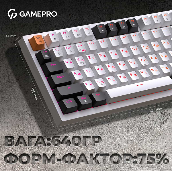 Клавіатура дротова ігрова GamePro MK160W Hot Swap Red Swich RGB White MK160W купити ціна