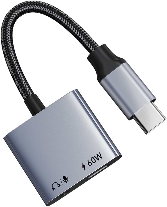 Переходник аудио Cabletime USB Type-C (M) - 3.5 мм (F) / Type-C (F) PD60W (CPA1G)