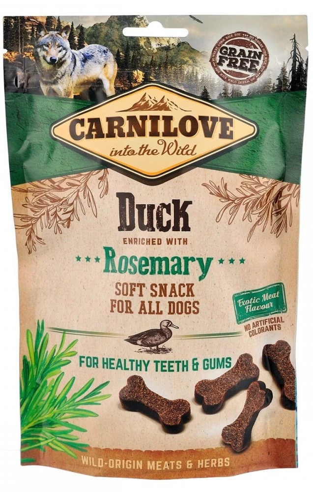 Лакомство для собак Carnilove Dog Semi Moist Snack Duck with Rosemary для здоровых зубов и десен с уткой и розмарином 200 г (8595602527311)