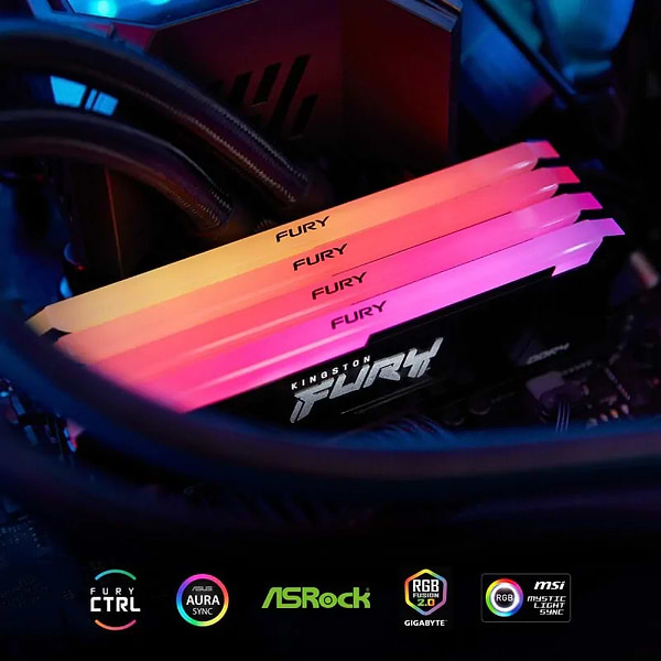 Фото - Память DDR Kingston DDR4 16GB 3200 FURY Beast RGB (KF432C16BB12A/16)