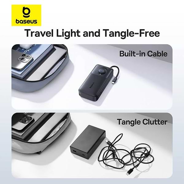 Фото - Батарея мобільна Baseus Free 2 Pull with Retractable Cable 20000mAh 65W PD QC Cosmic Black (P10073700123-00)