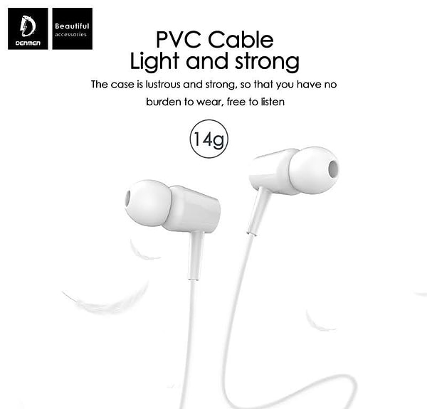Фото - Наушники вкладыши проводные Denmen DR02 3.5mm 1.2 м White (DE-DR02-WH)