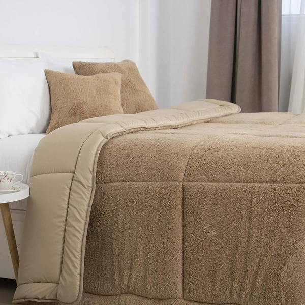 Фото - Одеяло зимнее двуспальное ТЕП TEDDY 180х210 см Золотой беж (1-05208_35053)