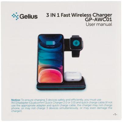 Фото - Бездротовий зарядний пристрій Gelius Pro Wireless Charger 3in1 15W GP-AWC01 Black (85112)