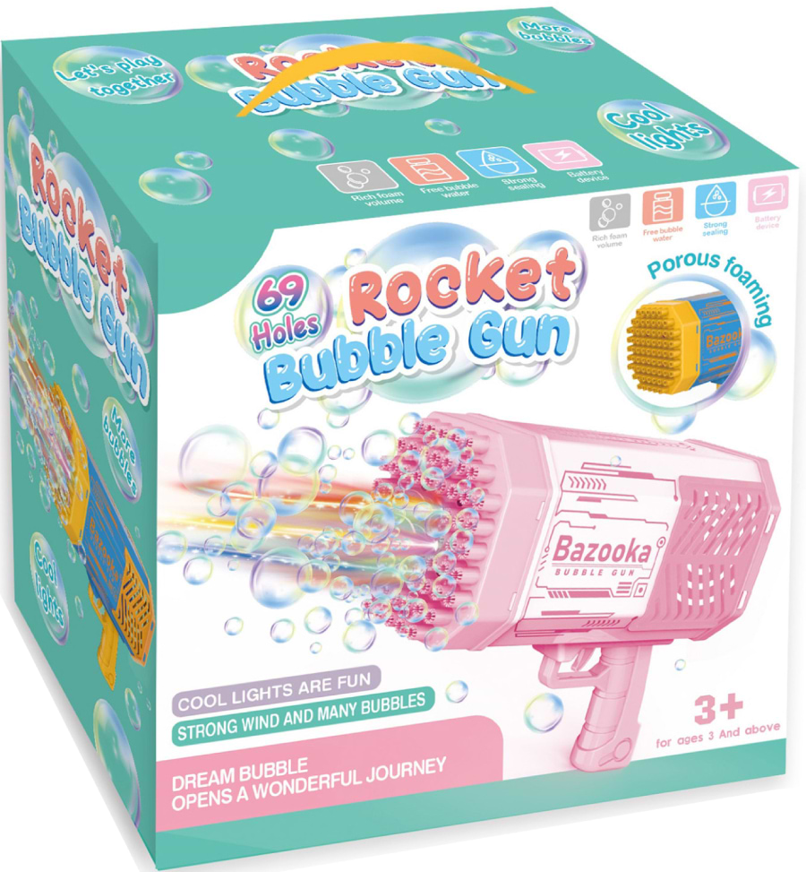 Генератор мильних бульбашок 69HOLES ROCKET Bubble gun HT-026 в асортименті