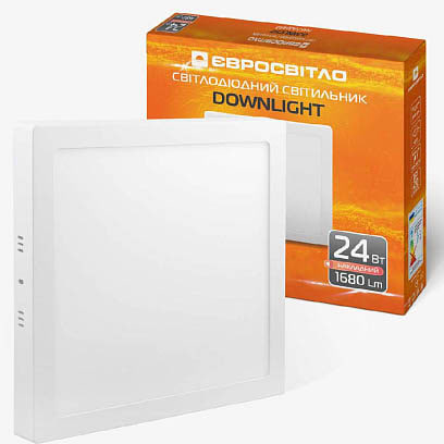 Світлодіодний світильник Євросвітло точковий накладний 24Вт квадрат LED-SS-300-24 6400К (000039195)