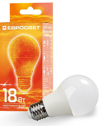 Лампочка світлодіодна Євросвітло 18Вт 4200К A-18-4200-27 Е27 (000040689)