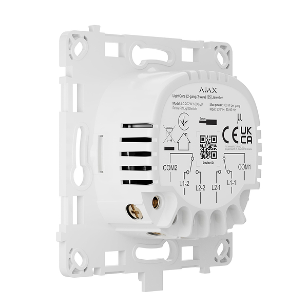 Фото - Релейний вимикач Ajax LightCore 2-gang 2-way for LightSwitch Jeweler, бездротовий (000046124)