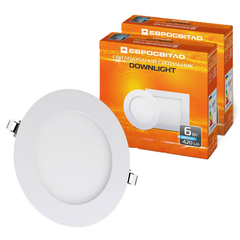 Світлодіодний світильник Євросвітло 6Вт коло LED-R-120-6 6400К 2 шт. (000056841)
