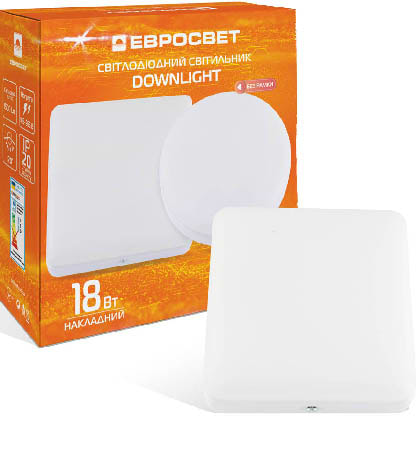Світлодіодний світильник Євросвітло точковий накладний 18Вт квадрат LED-SS-120-18 4200К без рамки (000057962)