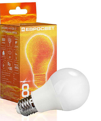 Лампочка світлодіодна Євросвітло 8Вт 4200К A-8-4200-27 Е27 (000058285)
