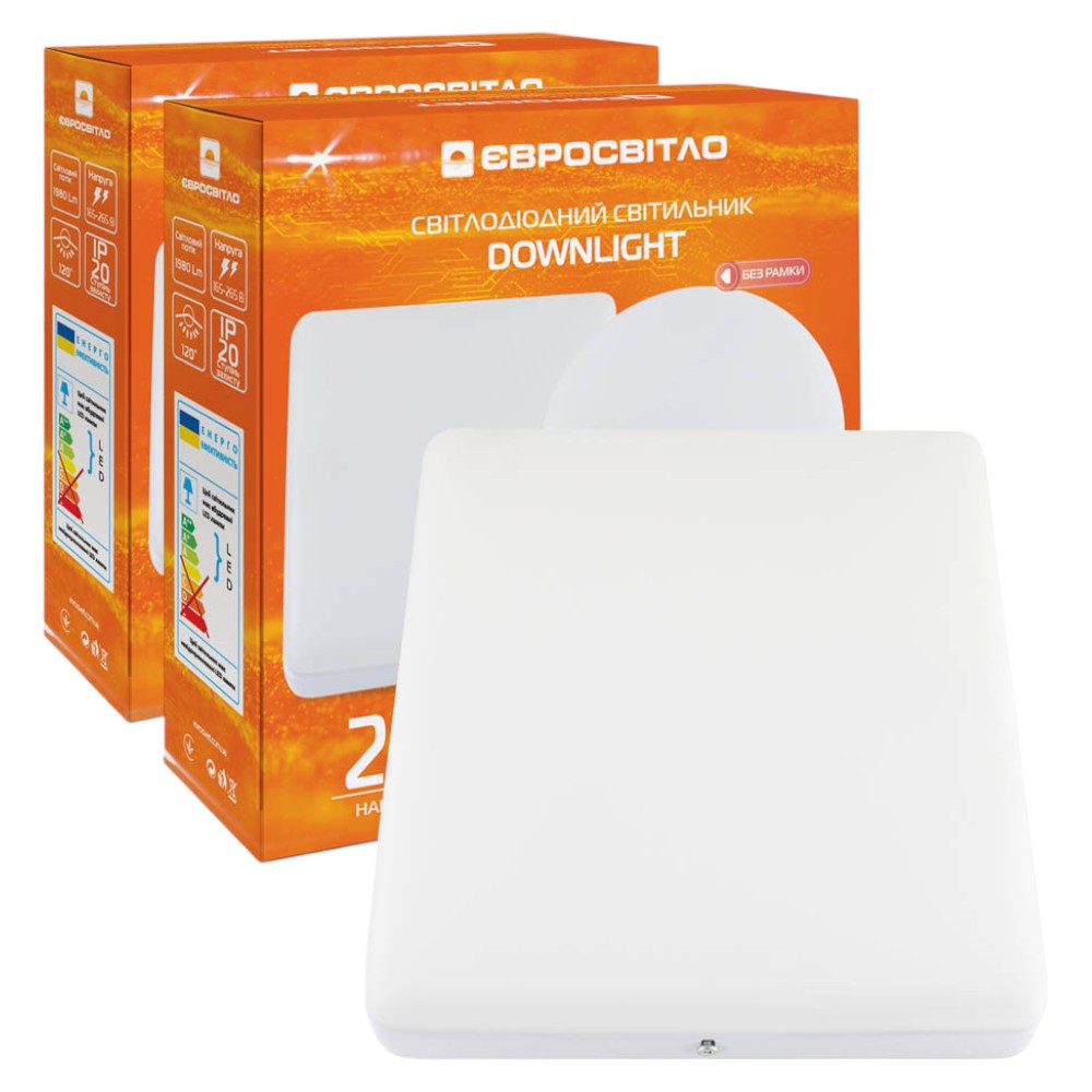 Світлодіодний світильник Євросвітло точковий накладний 24Вт квадрат LED-SS-170-24 4200К без рамки 2 шт. (000059002)
