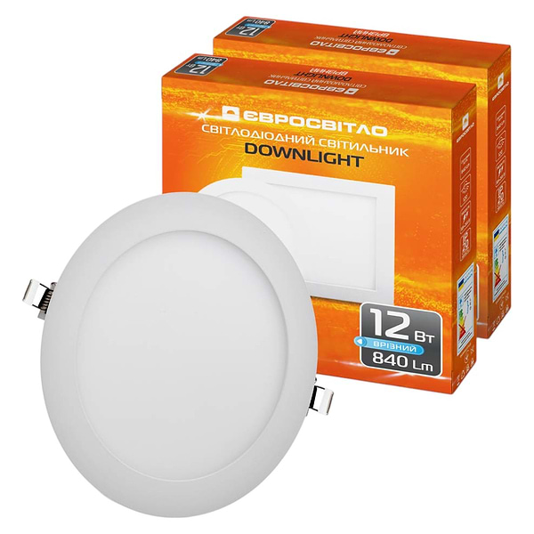 Фото - Светодиодный светильник Євросвітло точечный врезной 12Вт круг LED-R-170-12 4200К 2 шт. (000059007)