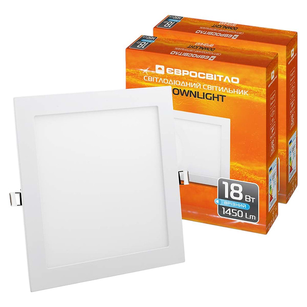 Фото - Светодиодный светильник Євросвітло точечный врезной 18Вт квадрат LED-S-225-18 4200К 2 шт. (000059008)