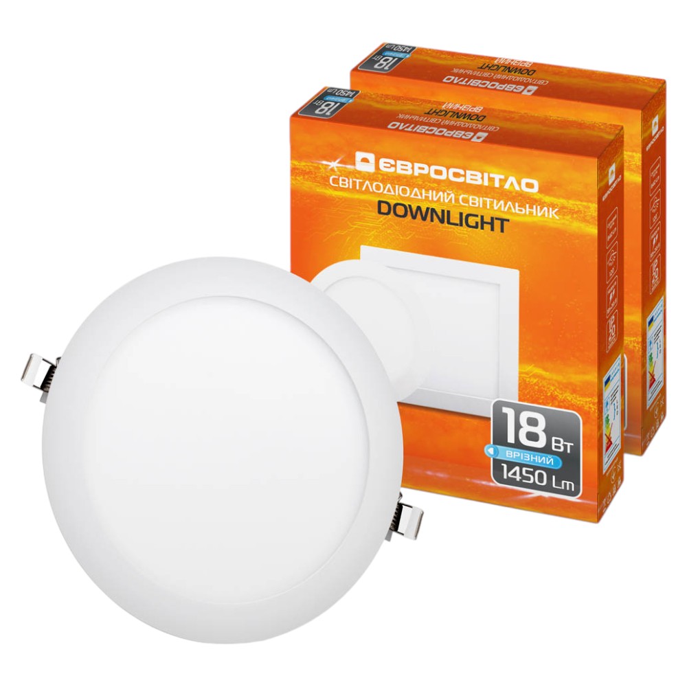 Світлодіодний світильник Євросвітло точковий врізний 18Вт коло LED-R-225-18 4200К 2 шт. (000059009)