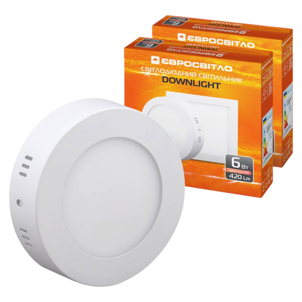 Світлодіодний світильник Євросвітло точковий накладний 6Вт коло LED-SR-120-6 4200К 2 шт. (000059013)