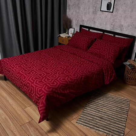 Підковдра двоспальна євро Moon&Star Бязь Gold Люкс Burgundy Charm 200x220 см (MS-870000618)