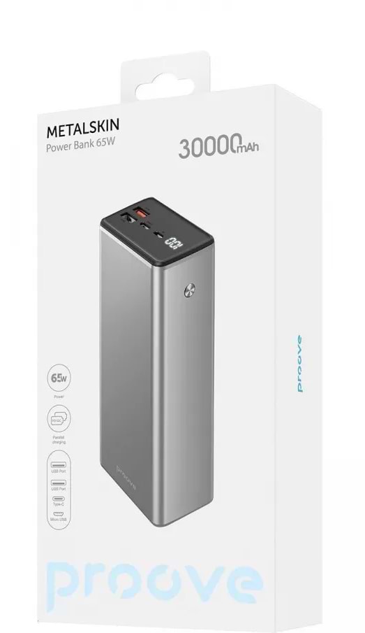 Фото - Батарея мобильная Proove Metalskin 65W 30000mAh Gray (PBM365210004)