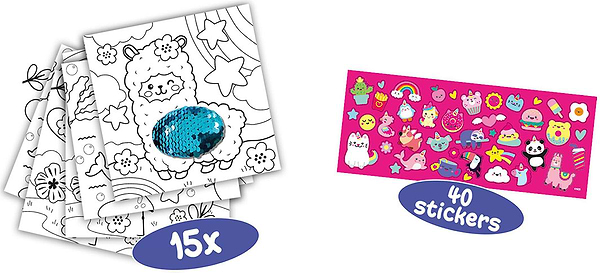 Фото - Розмальовки класичні Ses Creative Блискітки (15 листів для розфарбовування, 40 стікерів з блискітками) (00114S)
