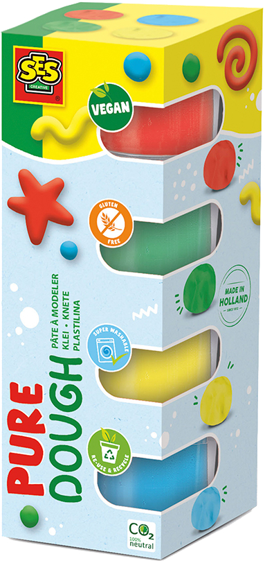 Маса для ліплення Ses Creative серії Feel good dough – КОЛОРИТ (4 кольори, у пластикових баночках) (00511S)