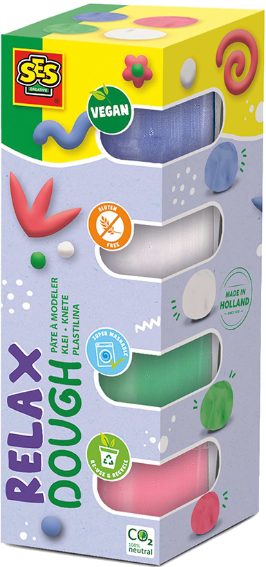 Маса для ліплення Ses Creative серії Feel good dough - ПАСТЕЛЬ (4 кольори, в пластикових баночках) (00514S)