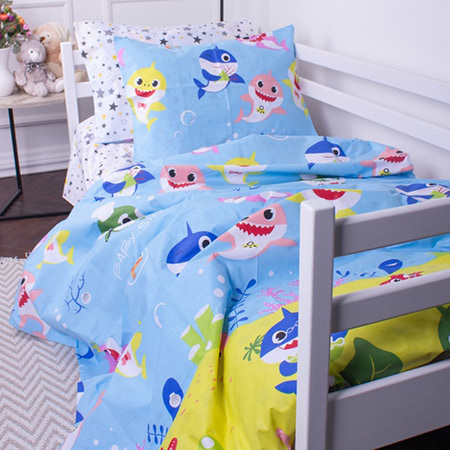 Комплект постельного белья детский MirSon 143х210 см Kids Time 17-0522 Sharks are fun Бязь (2200007074297)