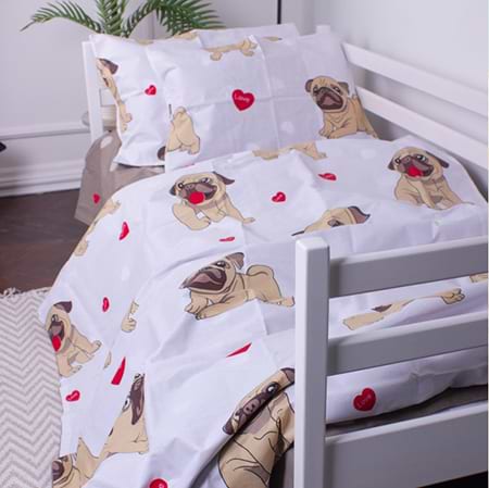 Комплект постельного белья детский MirSon 143х210 см Kids Time 17-0566 Pug-dog Бязь (2200007075010)