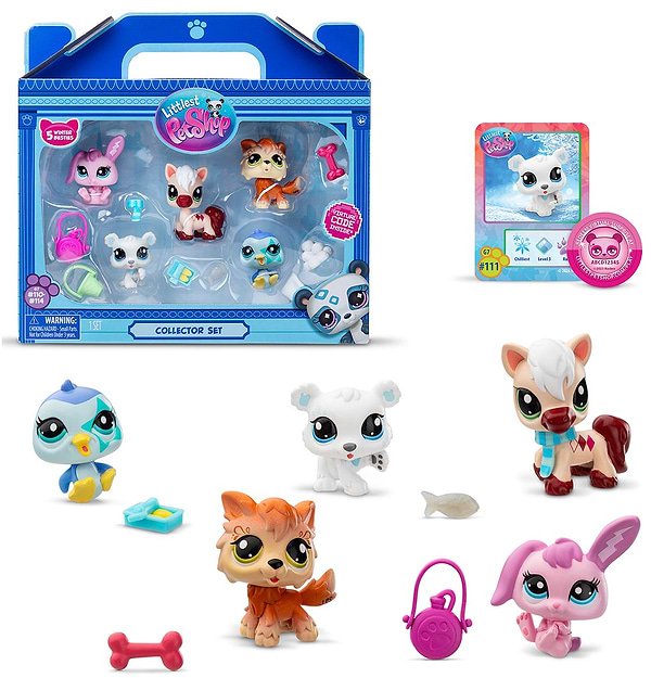 Фото - Колекційні фігурки набір Littlest Pet Shop ЗИМОВІ ПРИГОДИ (5 фігурок, аксесуарів) (00573)