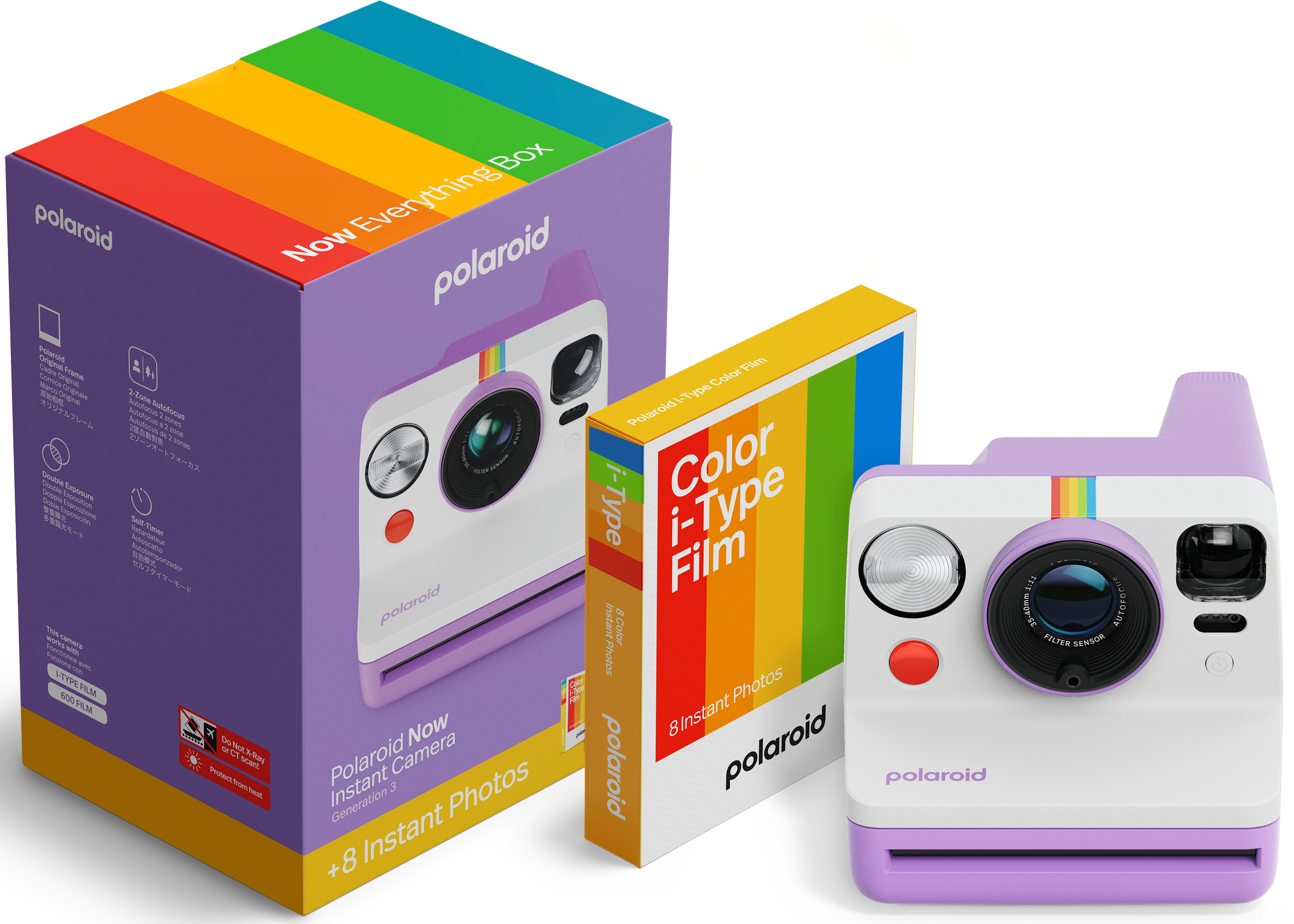 Фотокамера миттєвого друку Polaroid Now Gen 3 Pebble White + Color Film Bundle (8 photos) (6573) - Фото 1
