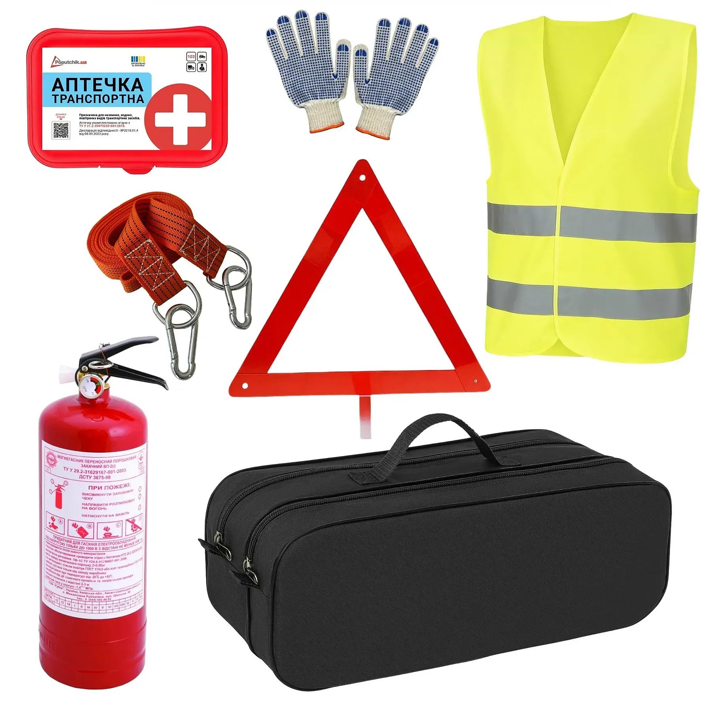 Набір для авто Poputchik Стандарт з жилетом Чорна (01-035)