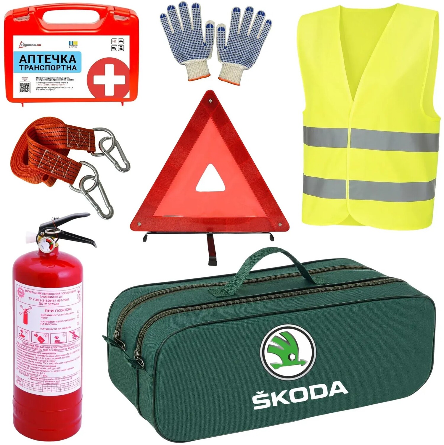 Набір для авто Poputchik Skoda легковий зелена (01-056-Л)