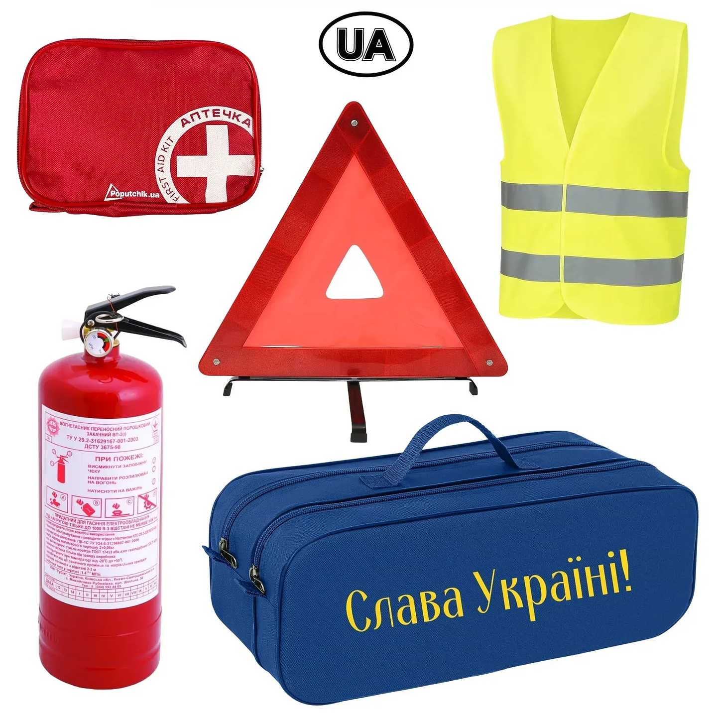 Набір для авто Poputchik Евростандарт Слава Україні синя 2 відділи (01-205-IS)