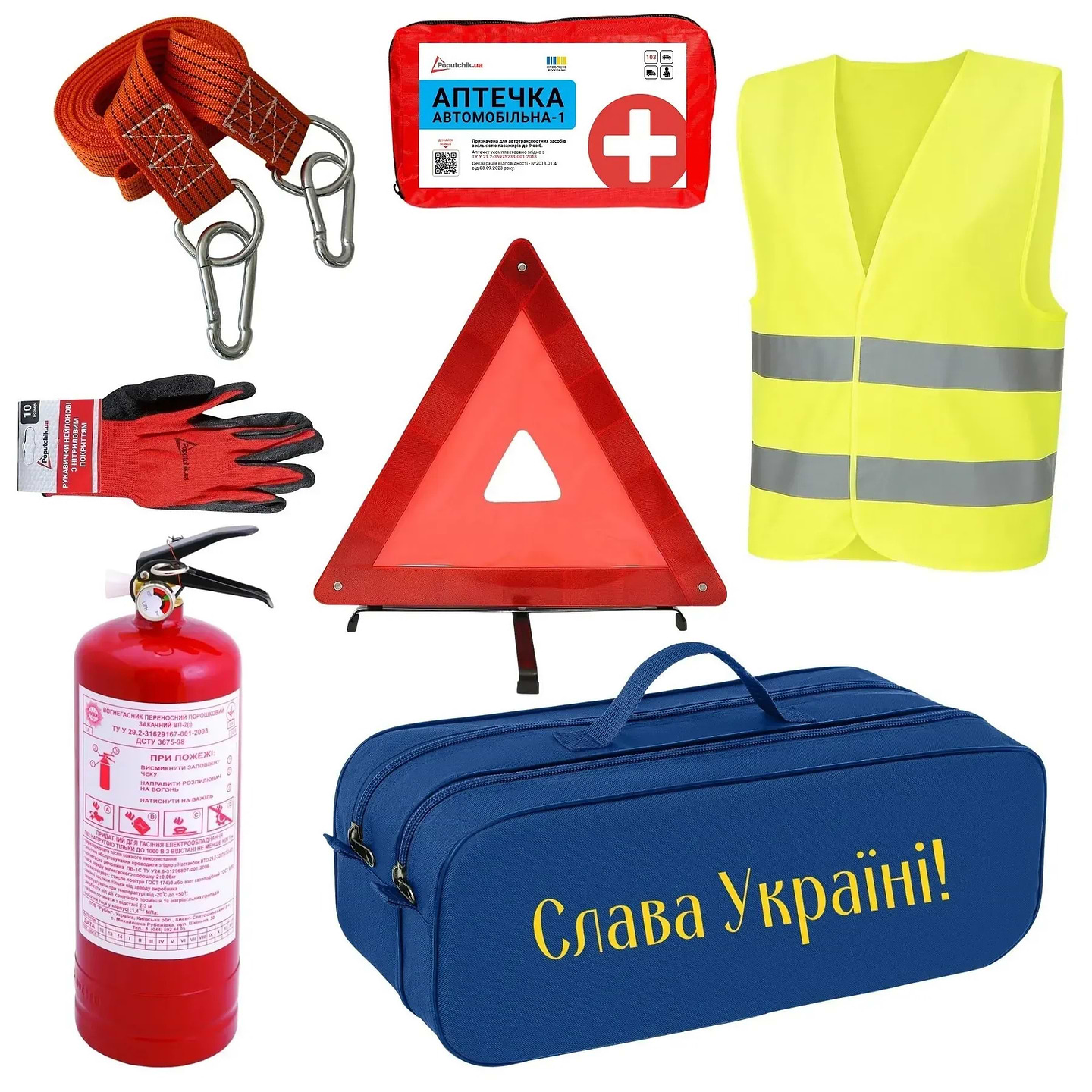 Набір для авто Poputchik Універсальний Слава Україні Синя (01-207-IS)