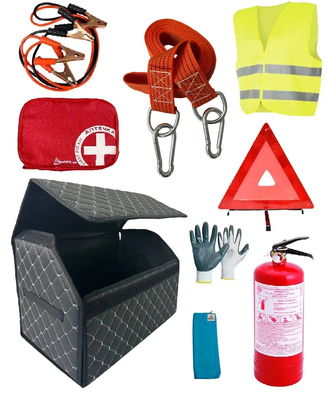 Набор для авто Poputchik Экокожа Серая 50х32х32 см (01-212-IS)