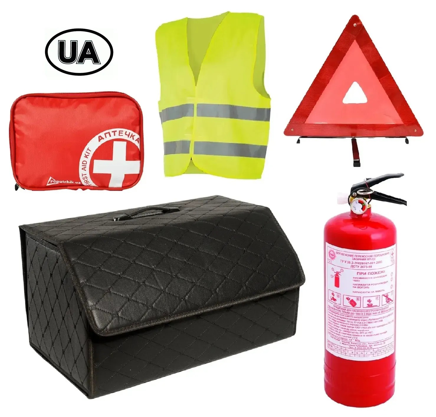 Набір для авто Poputchik Євростандарт Чорна ЕКО шкіра 55х30х30 см (01-214-IS)