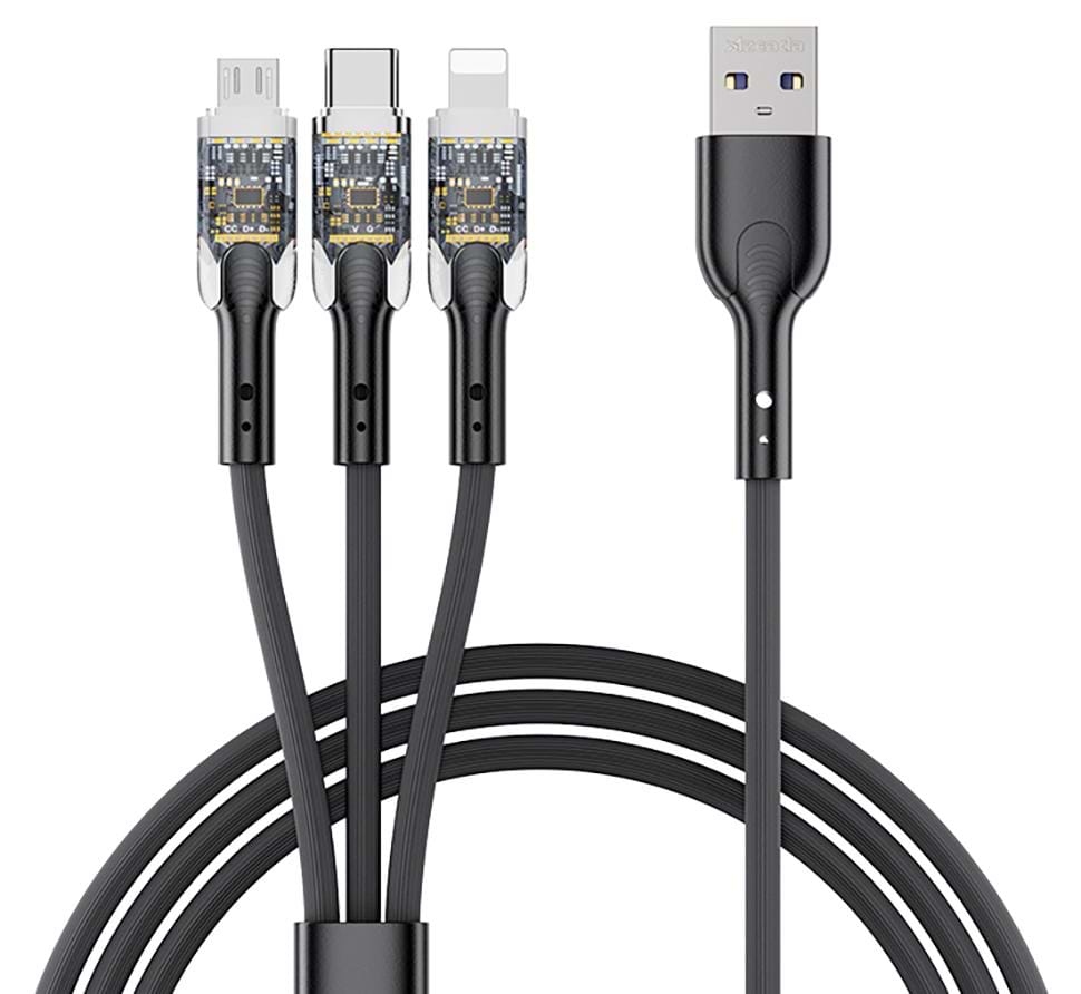 Кабель Proda PD-B94th Lightning,Type-C,Micro USB  2,4-3А Black (PD-B94th-BK)