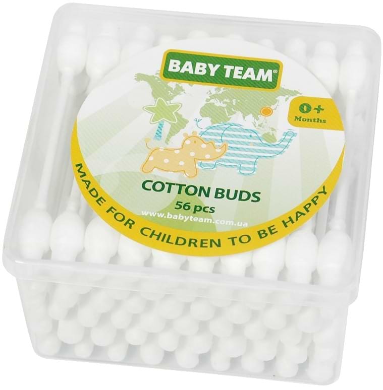 Ушные палочки детские Baby Team с ограничителем, 56 шт. (0100)