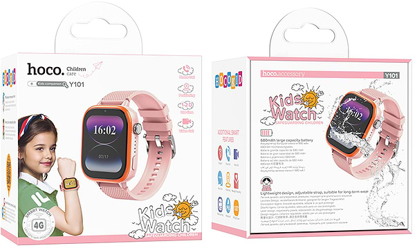 Фото - Детские часы HOCO Y101 4G Pink (6942007626422)
