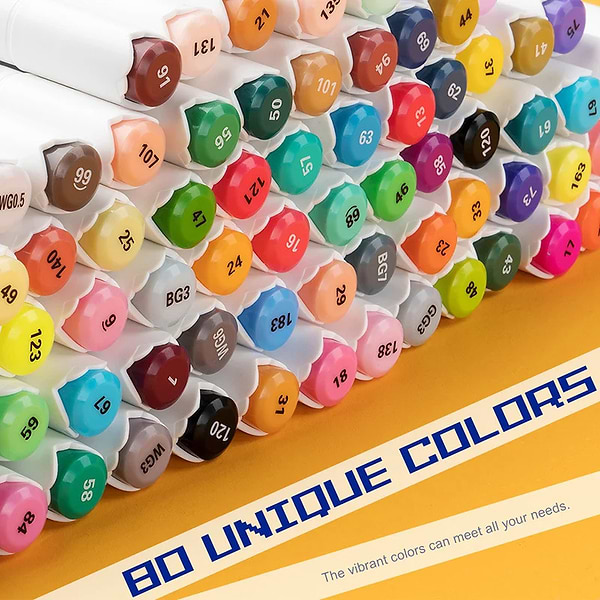 Фото - Набір маркерів Arrtx Vega ASM-0380A 80 кольорів + сумка (LC302260)