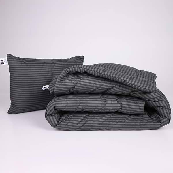 Фото - Ковдра літня двоспальна MirSon антиалергенна №148 Сolor Fun Line 17-0611 Stripe Black Thinsulate 172х205 + нав. 2 шт. (2200010854138)