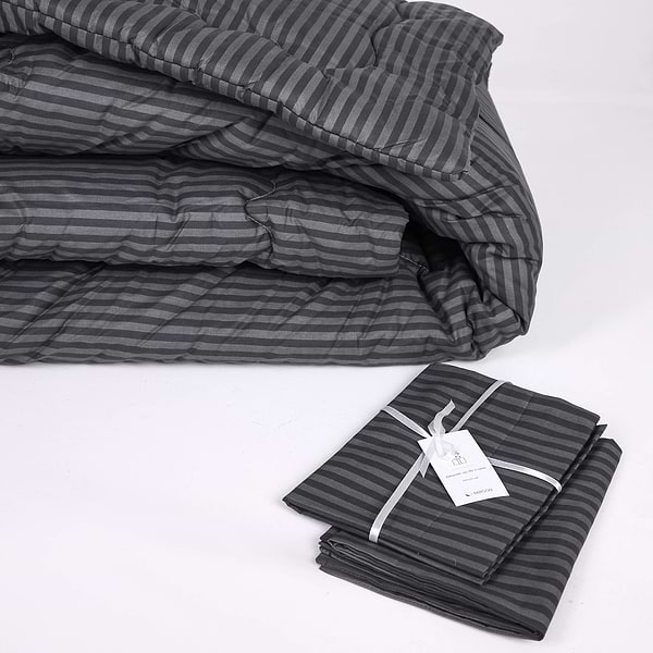 Фото - Ковдра літня двоспальна MirSon антиалергенна №148 Сolor Fun Line 17-0611 Stripe Black Thinsulate 172х205 + нав. 2 шт. (2200010854138)