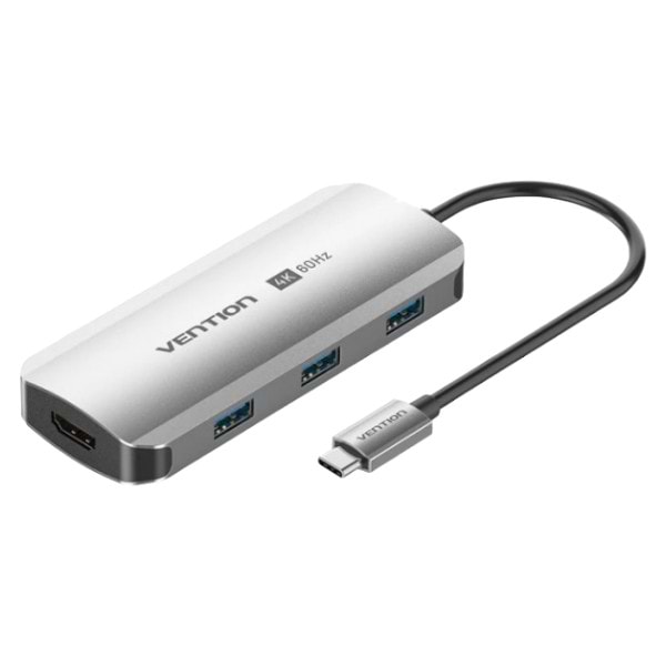 Хаб USB Vention USB3.1 Type-C HDMI 4K60Hz/USB 3.0x3/PD 100W (TQDHB) - Фото 1