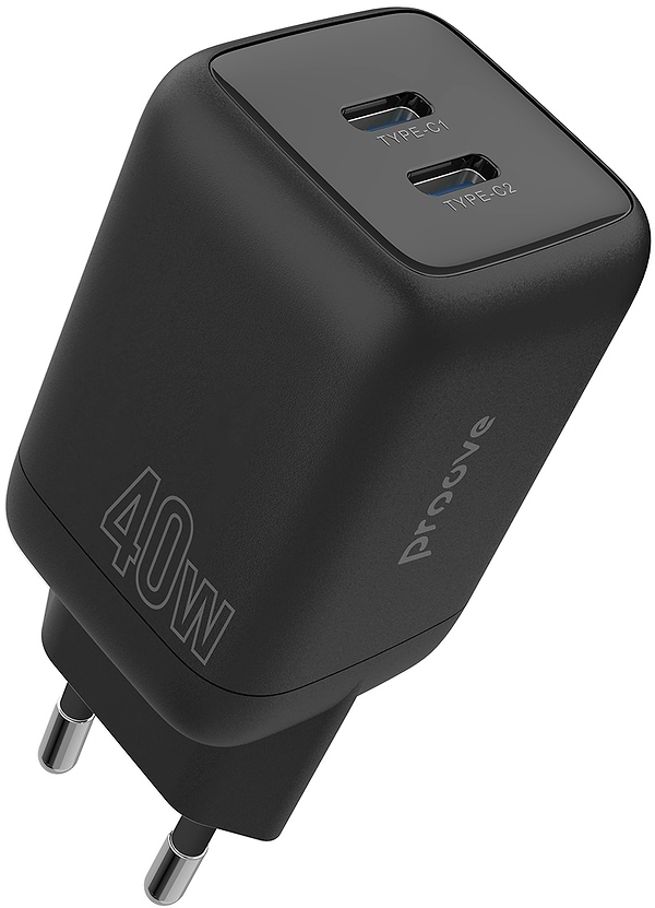 Фото - Мережевий зарядний пристрій Proove Silicone Power 40W (Type-C + Type-C) Black