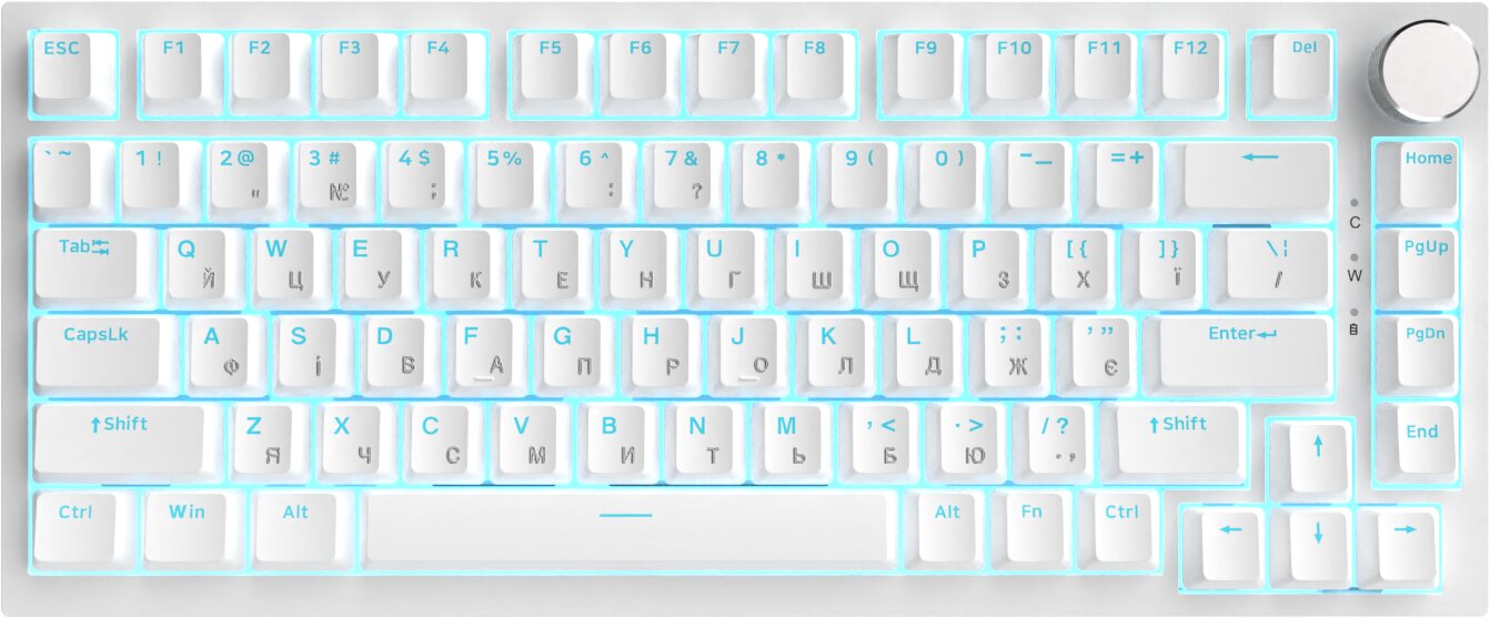 Клавіатура дротова ігрова Ajazz AK820 Red Switch White USB-C (AK820-R-W)