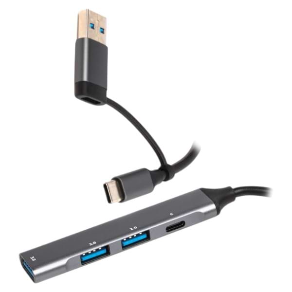 Фото - Хаб USB Maxxter 3.0 Type-C + переходник Type-A (HU3C-4P1CN-01)