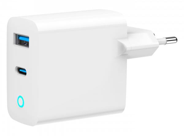 Фото - Мережевий зарядний пристрій Gembird 1 USB-A + 1 Type-C (TA-UC-PDQC30L-W-01)