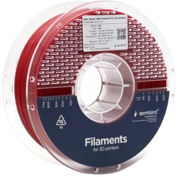 Фото - Нитка для ABS-картриджу Gembird 1.75 мм Red (3DP-ABS1.75HY-01-R)