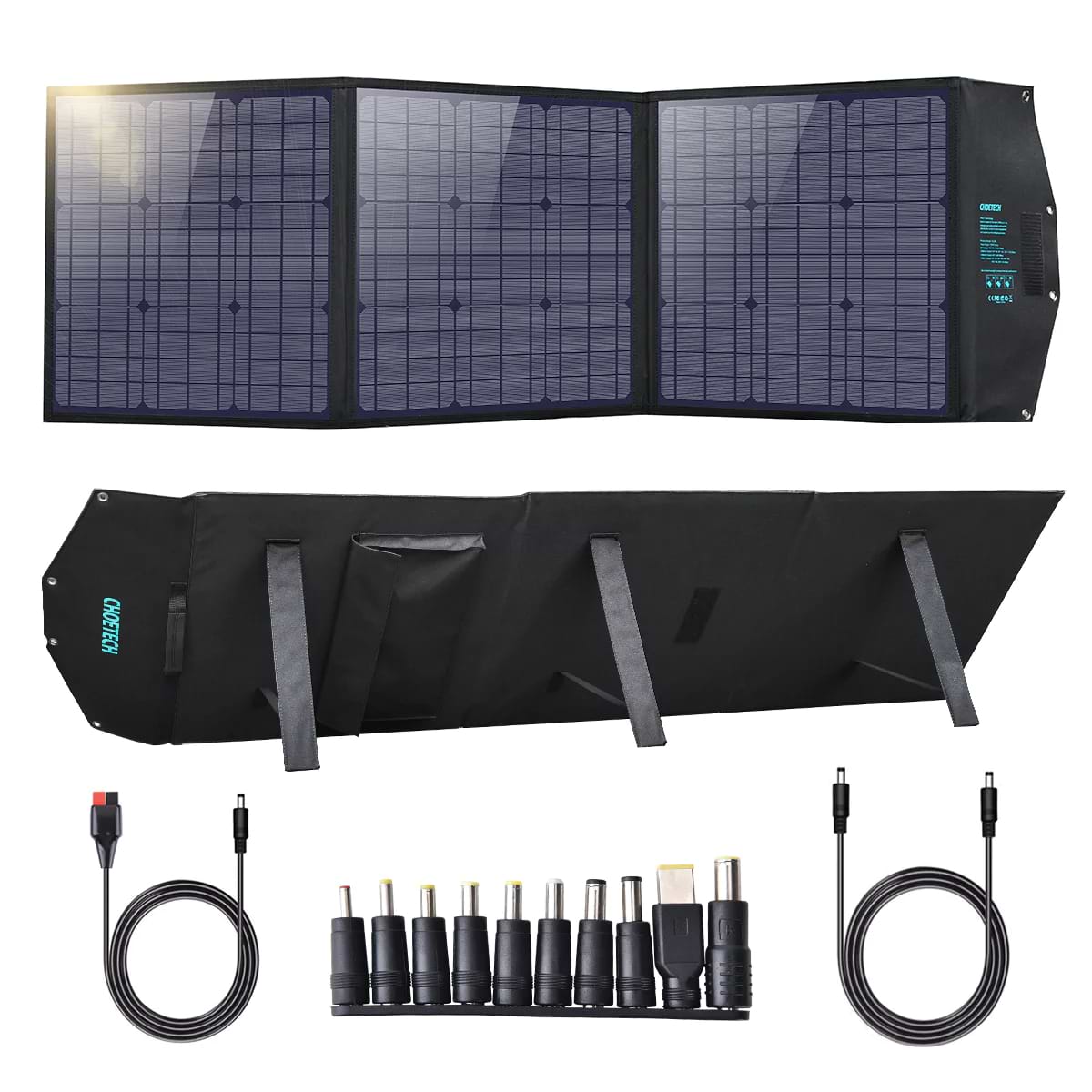 Портативная солнечная панель Choetech 120W 1x120W,1хUSB QC3.0 18W,1хUSB-C PD3.0 60W, 1xUSBA 12W (SC008) - Фото 1