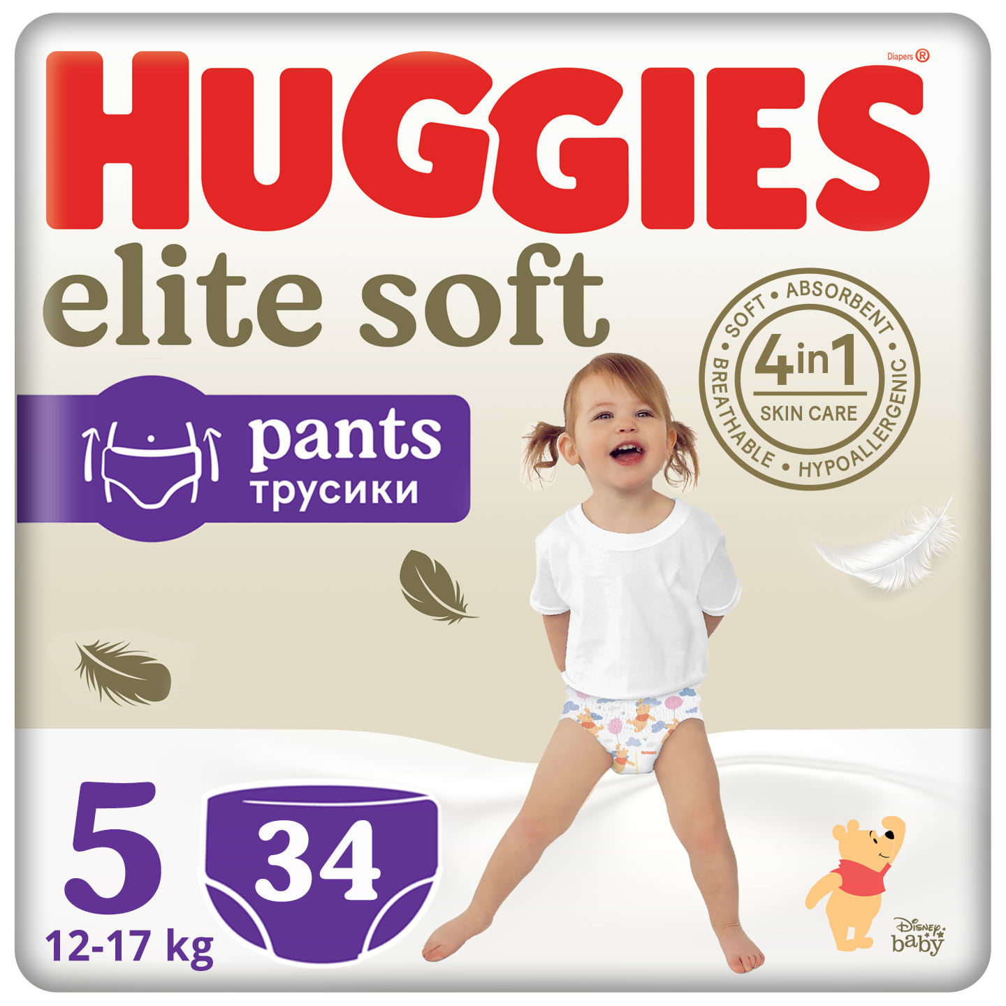 Одноразові підгузки-трусики Huggies Elite Soft Pants Розмір 5 (12-17кг), 34 шт. (5029053549354) - Фото 1