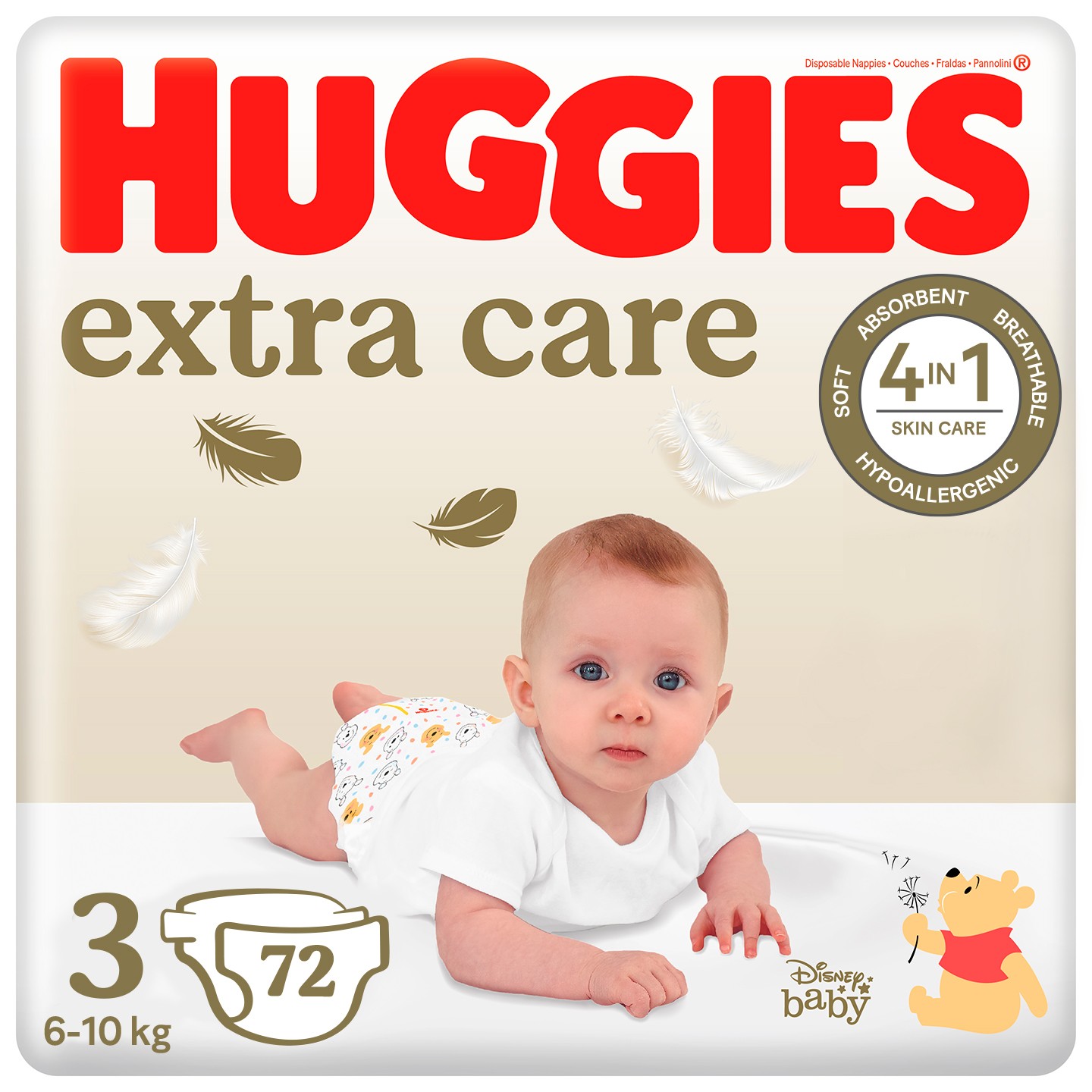 Одноразові підгузки Huggies Extra Care Розмір 3 (6-10 кг), 72шт. (5029053578095) - Фото 1